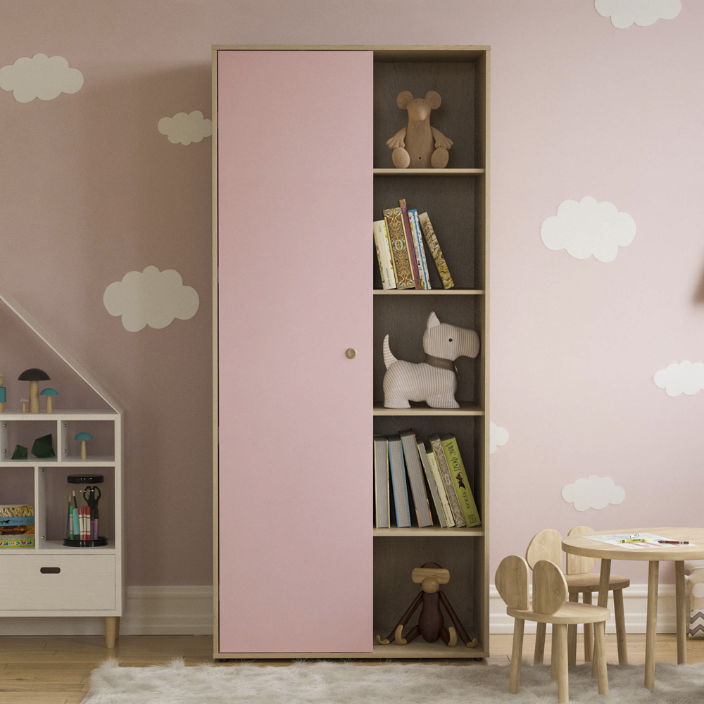 Junior Vida Neptune Single Door Pink and Oak Wardrobe Image 7