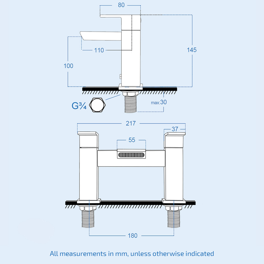 Nes Home Gaze Waterfall Chrome Bath Filler Mixer and Basin Mono Tap Image 4