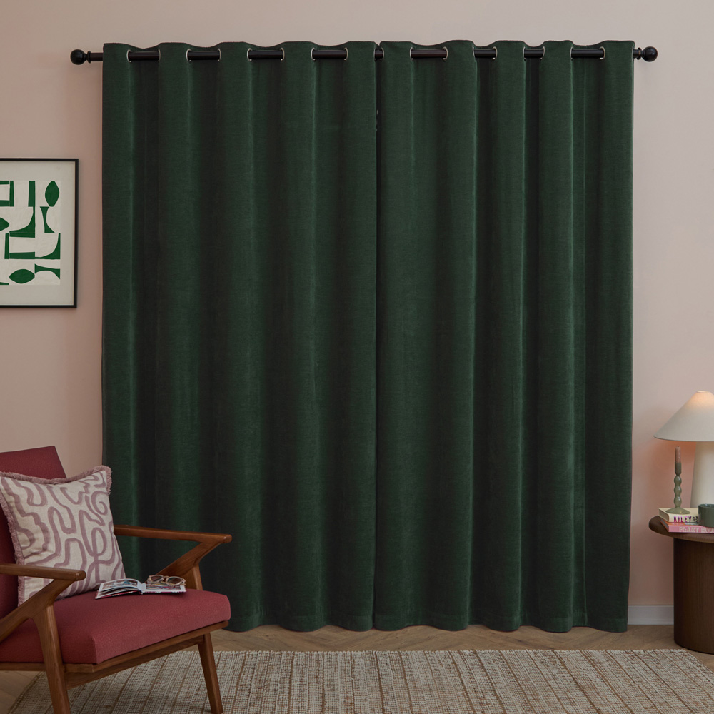 Furn Bottle Soft Chenille Blackout Eyelet Curtains 117 x 183cm Image 2
