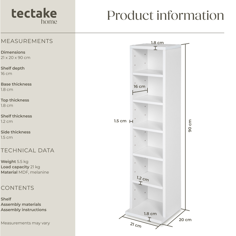 tectake Juliane 6 Shelf White CD Shelf Image 8