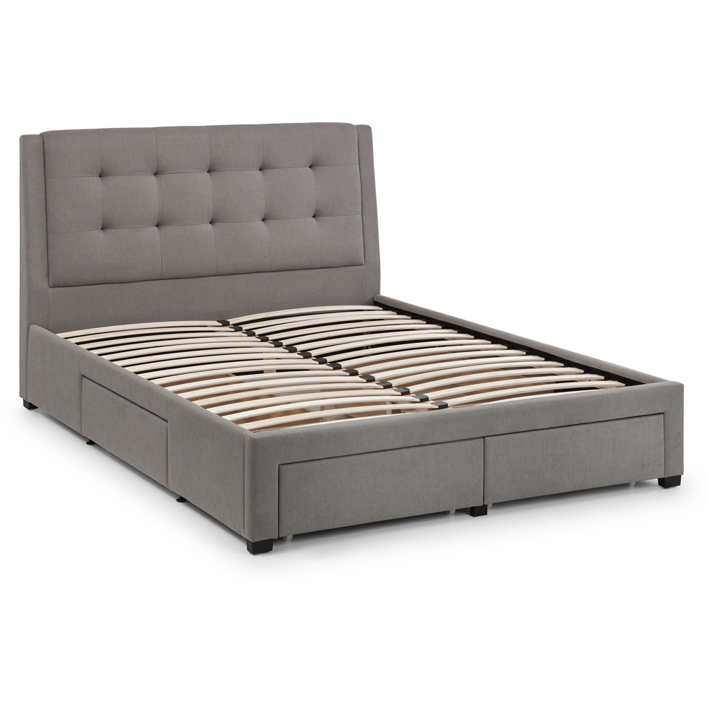 Julian Bowen Fullerton King Size Grey Linen Bed Frame with Underbed Drawers Image 3