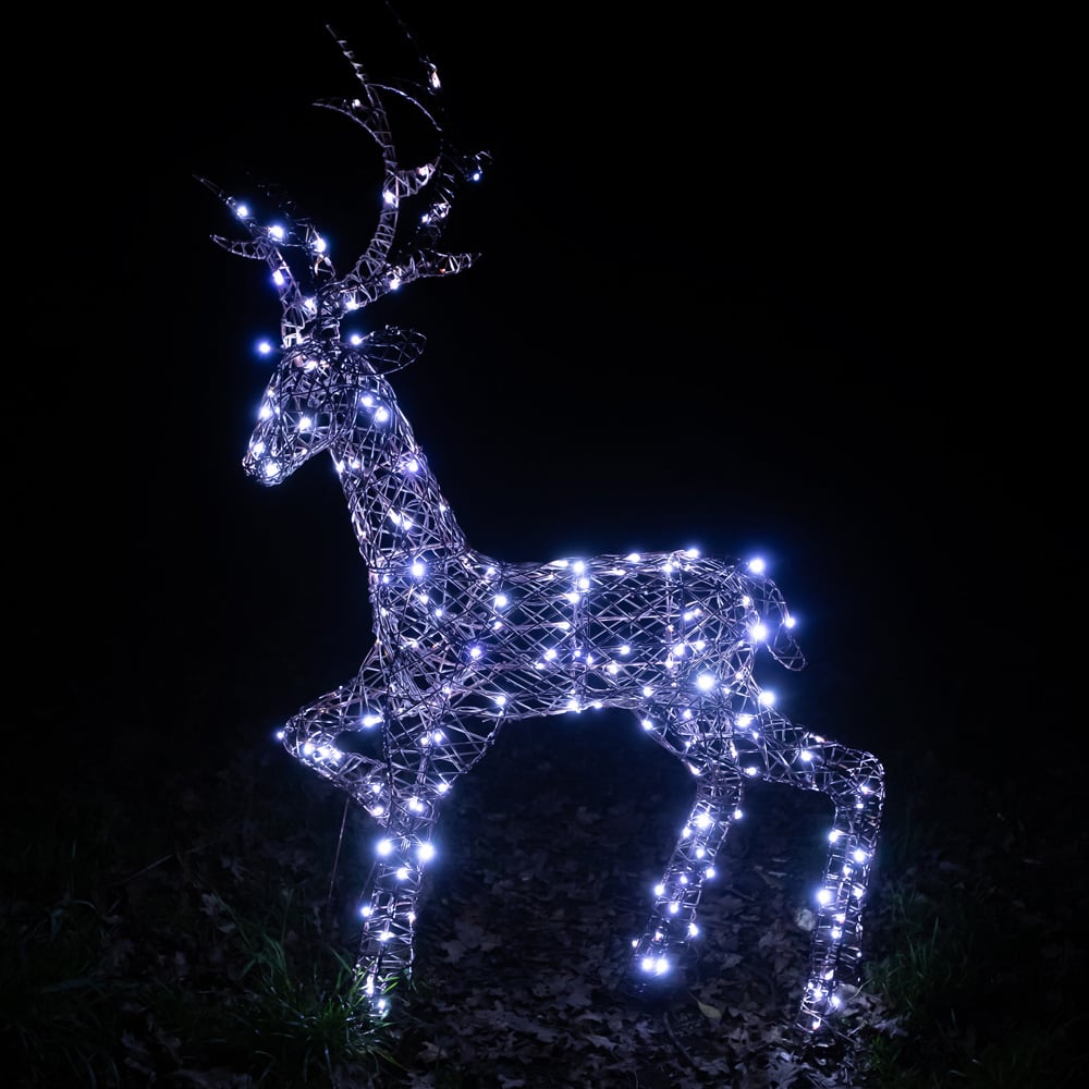 The Christmas Centre 200 LED Brown Weave Light-Up Stag Reindeer 4.4ft Image 2