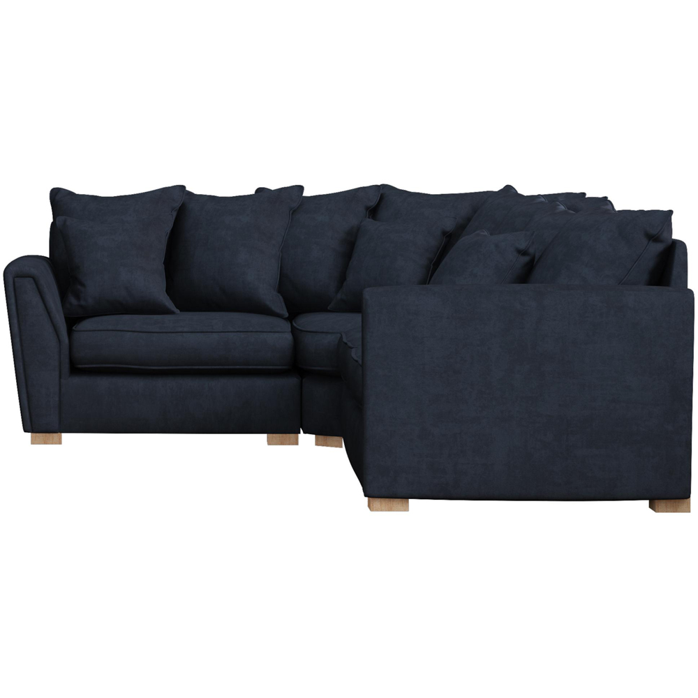 Wendleberry 3 Seater Royal Blue Plush Velvet Scatter Back Left Hand Corner Sofa Image 3