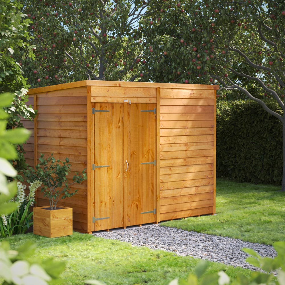 Power 8 x 6ft Overlap Pent Double Door Garden Shed Image 2