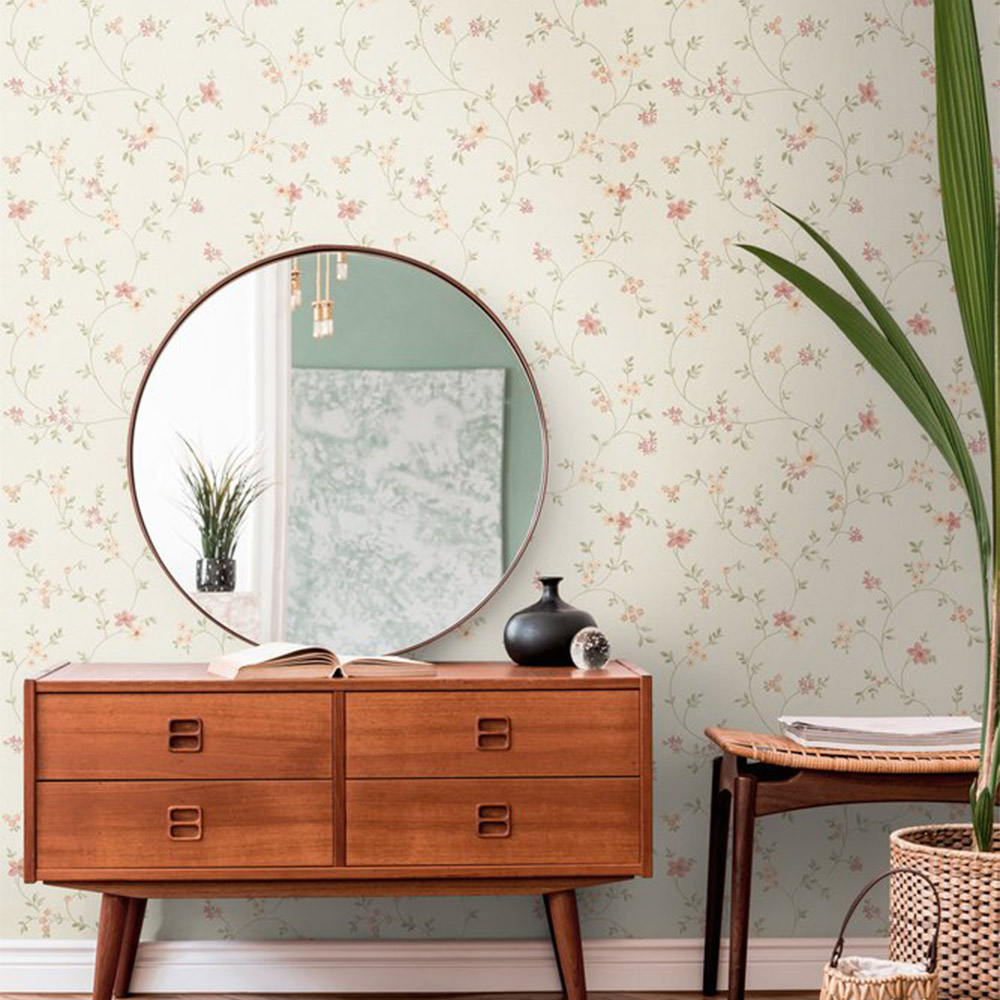 A.S Creation Delicate Floral Trail Cream Non-Woven Wallpaper Image 2
