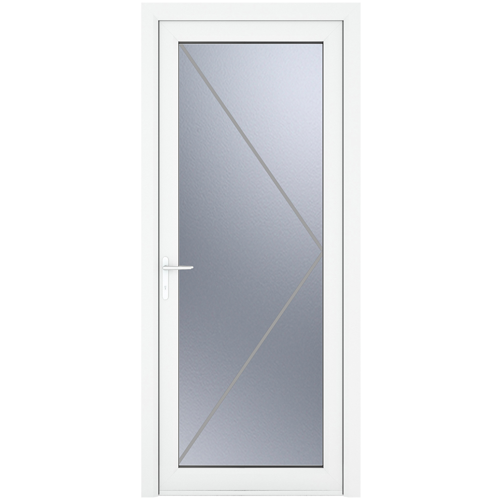 Crystal uPVC Double Glazed White Door Full Glass Right hand Obscure Glass 840x2090mm Image 2