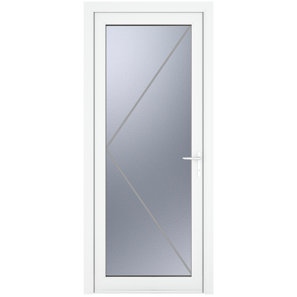 Crystal uPVC Triple Glazed Door Full Glass Left hand White Obscure Glass 890x2090mm Image 2