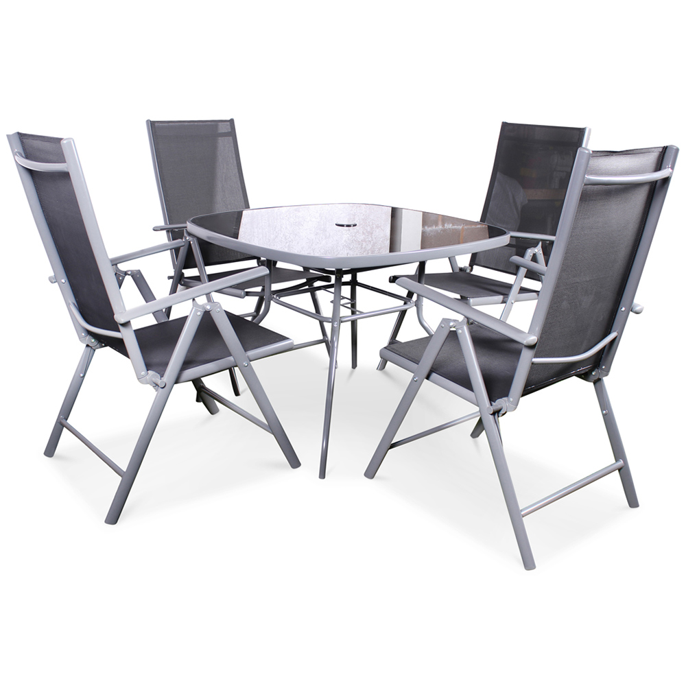 Royalcraft Rio 4 Seater Recliner Dining Set Black Image 4