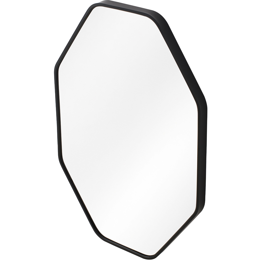 Living and Home Black Hexagonal Aluminium Framed HD Float Glass Bathroom Mirror with Bar 40 x 60cm Image 3