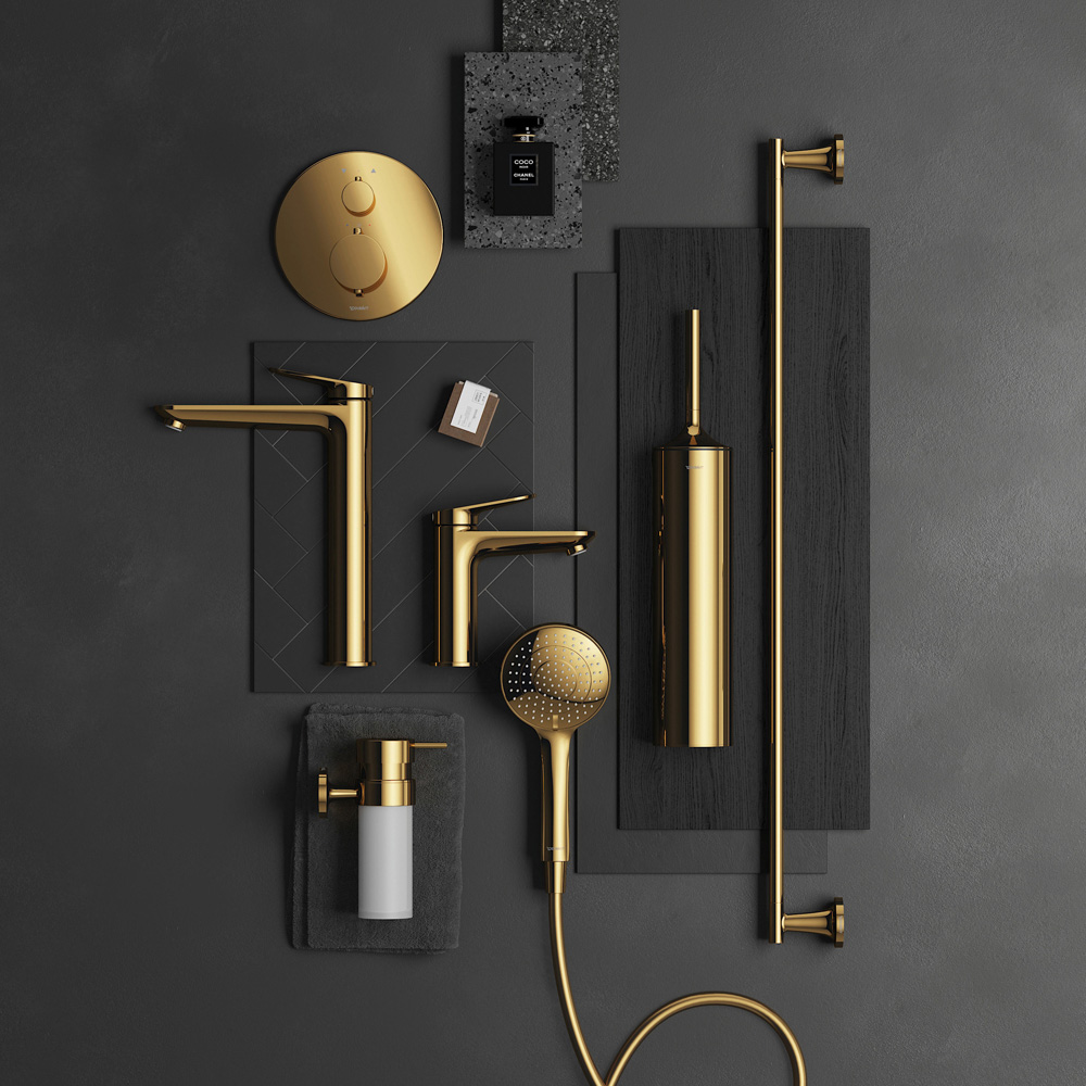 Duravit Minusflow Polished Gold Head Shower 230mm Image 4
