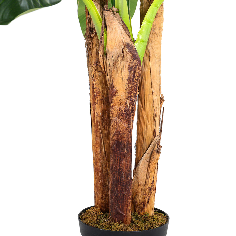 Living and Home 3 Trunk Artificial Banana Tree in Black Planter Image 5