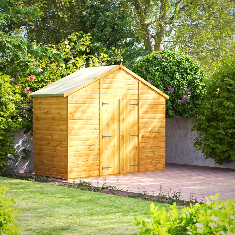 Power Sheds 4 x 10ft Double Door Apex Wooden Shed Image 2