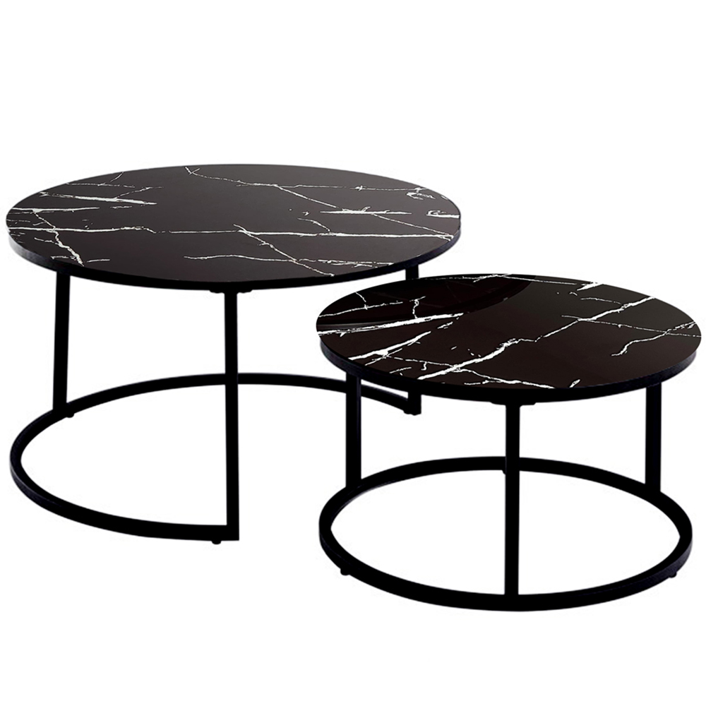 Kosy Koala Marble Glass Round Nest of Tables Set of 2 Image 2