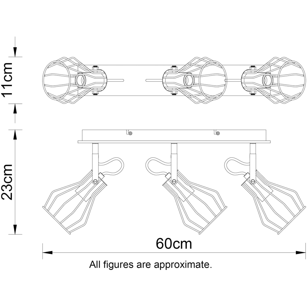Cosylyte Kendan Matt Black 3 Light Wire Shade Spotlight Image 7
