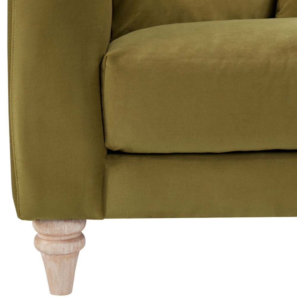 Home Detail Covent 3 Seater Olive Green Velvet Sofa Image 6