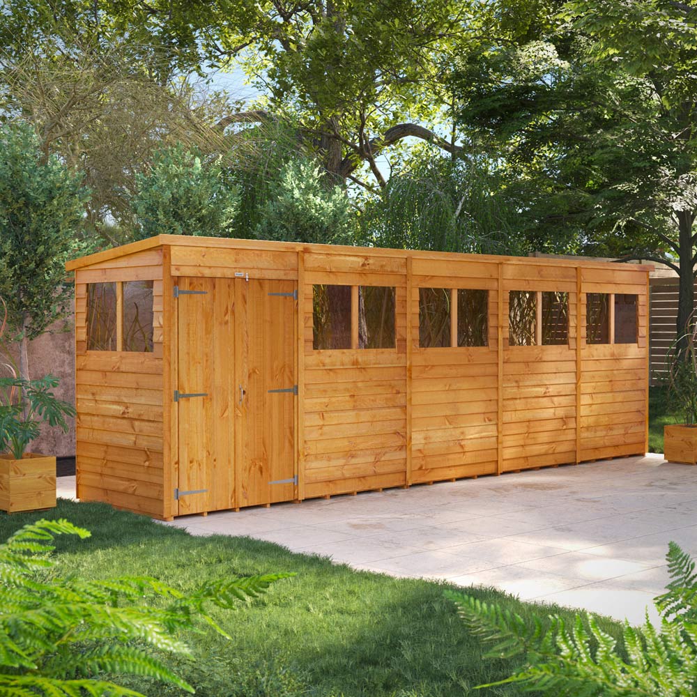 Power 20 x 4ft Double Door Overlap Pent Shed Image 2