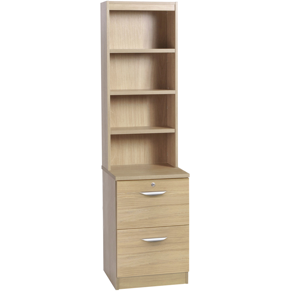 R White Cabinets 2 Drawer 4 Shelf Brown Filing Cabinet with Hutch Image 2