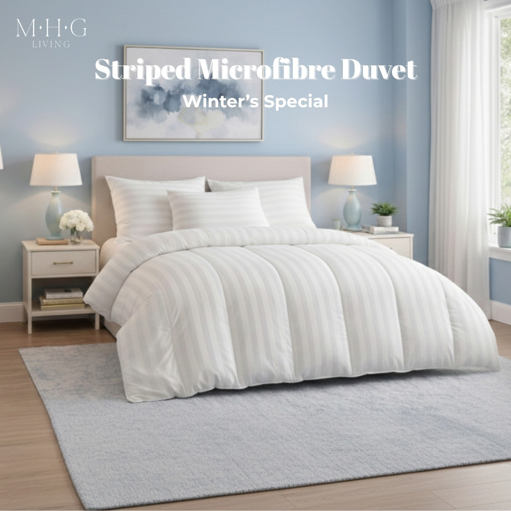 MHG Living Single White Striped Warm Winter Hollowfibre Duvet 13.5 Tog Image 2