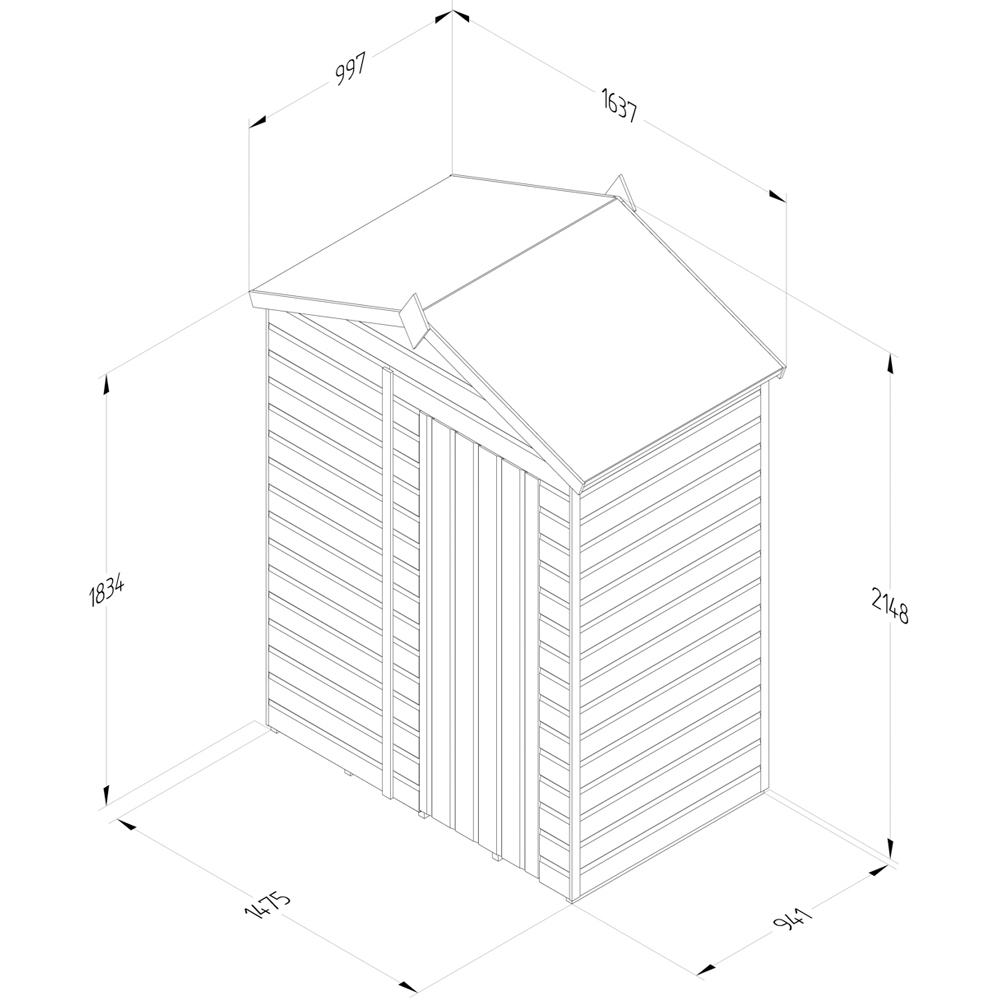 Forest Garden 5 x 3ft Beckwood Apex Shed Image 9