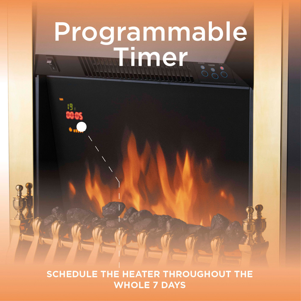 Warmlite Whitby Brass Inset Electric Fire with Realistic Flame Effect 2000W 19 inch Image 7