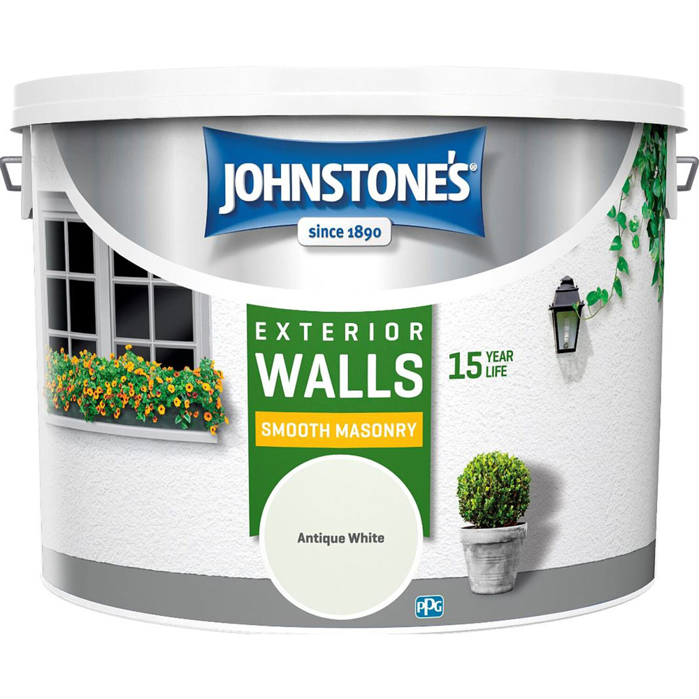 Johnstones Antique White Smooth Masonry Paint 10L Image 2
