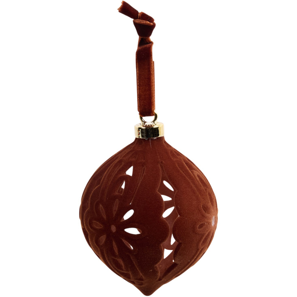 Pack of 4 Flocked Cut-Out Design Baubles Brown Image 2