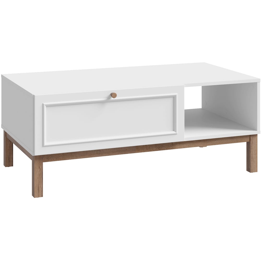 Florence Wensley Single Drawer Single Shelf Light Grey and Oak Coffee Table Image 2
