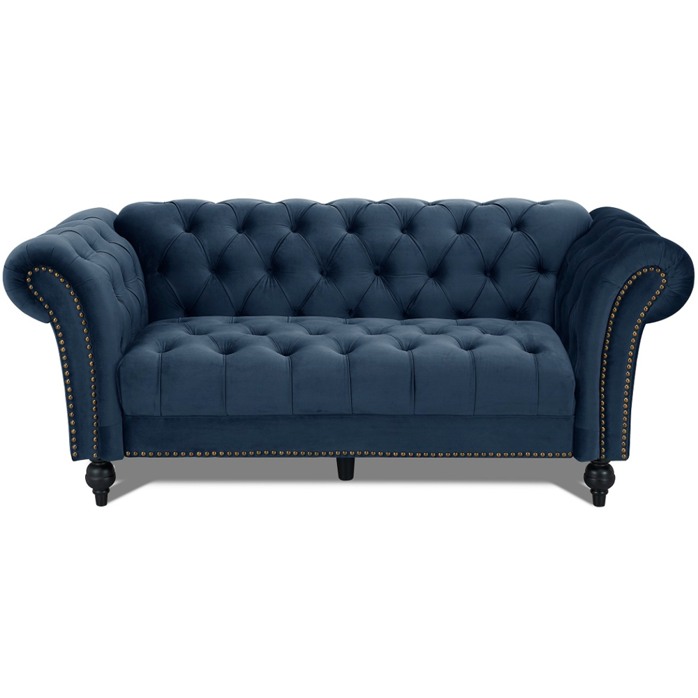 Home Detail Mayfair 3 Seater Midnight Blue Velvet Curved Sofa Image 3