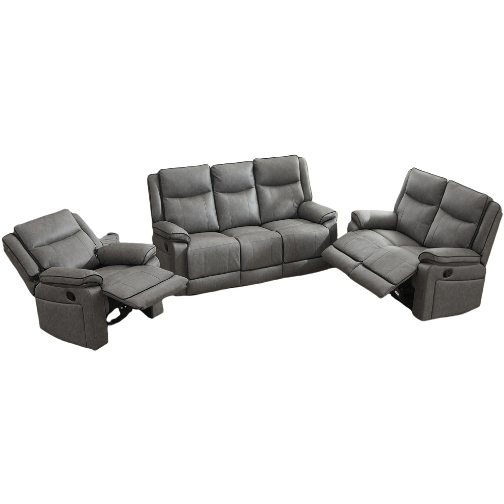 Furniture One 6 Seater Grey Manual Sectional Recliner Couches Sofa Set Image 2