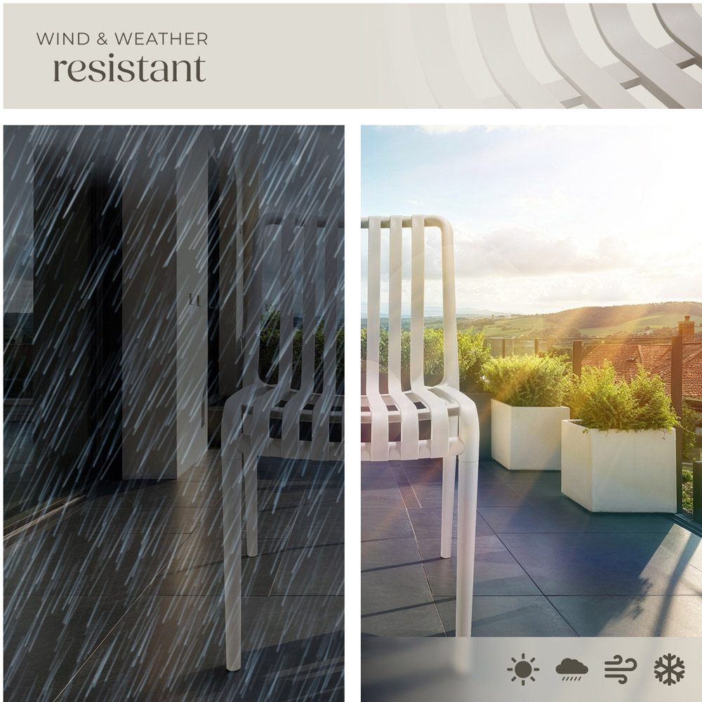 tectake Alcudia Set of 4 Taupe Stackable Garden Chair Image 7