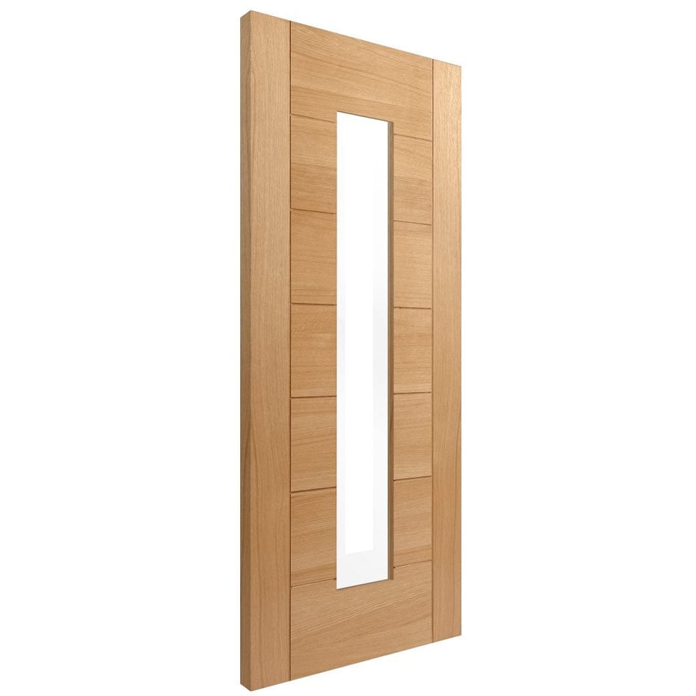 Pedrena Oak Veneer Fully Finished 1 Light Clear Glass Internal Door 1981 x 762 x 35mm Image 3