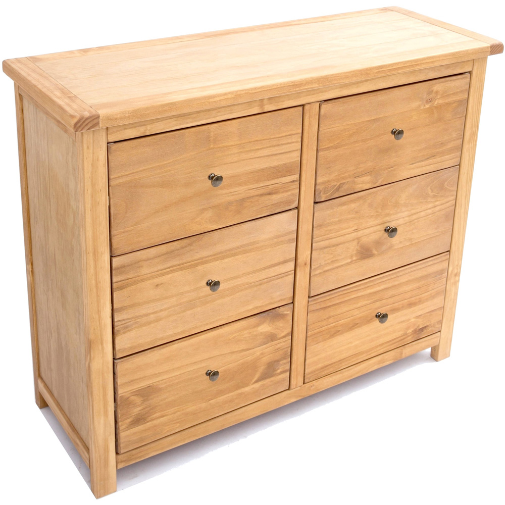 Cabinet Bits Lugo 6 Drawer Brown Brass Knob Chest of Drawers Image 4