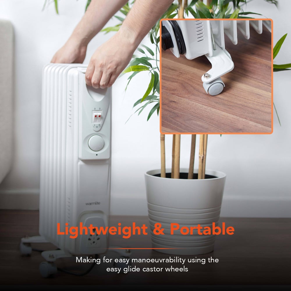 Warmlite 7 Fin White Oil Filled Radiator with Adjustable Thermostat 1500W Image 8