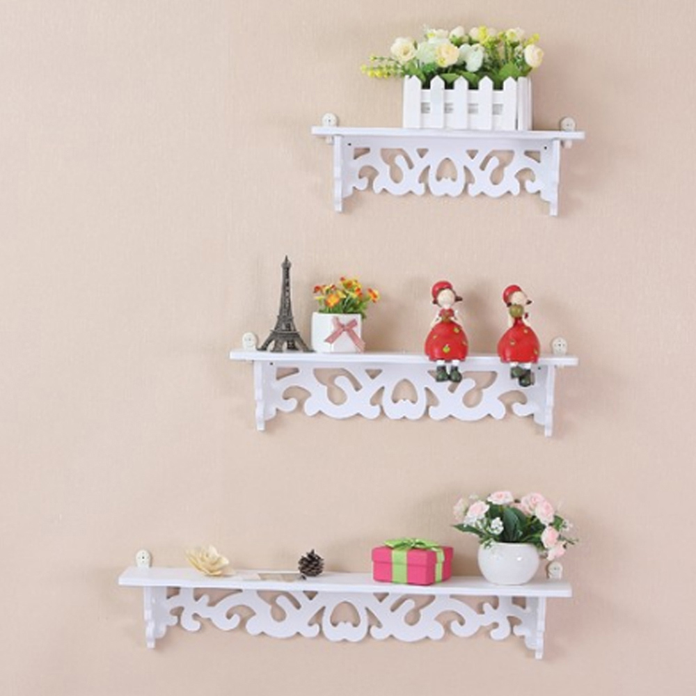 Living and Home 3 Pack White Wall Hanging Floating Shelf Image 4
