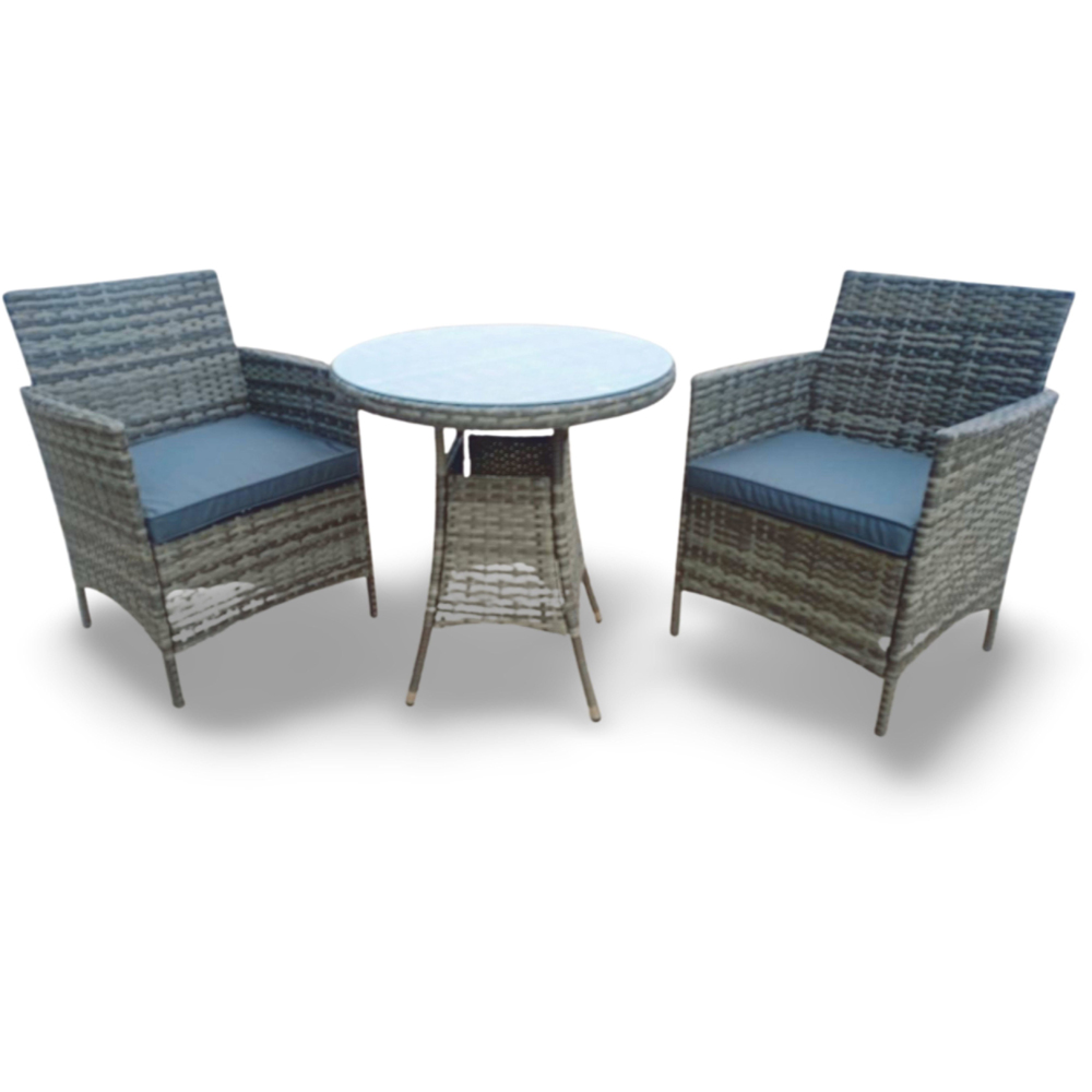 Outdoor Living Amazon 2 Seater Grey Wicker Rattan Natural Bistro Set Image 2