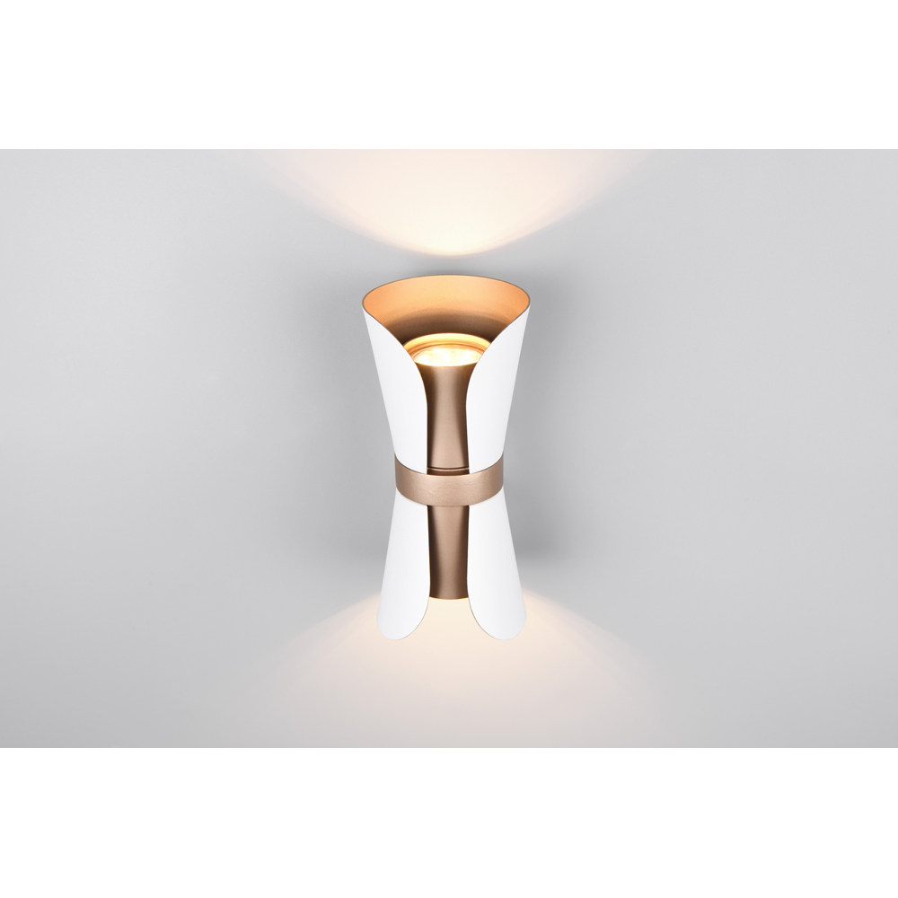 TRIO Coat Matt White and Coffee Up and Down Wall Light Image 4