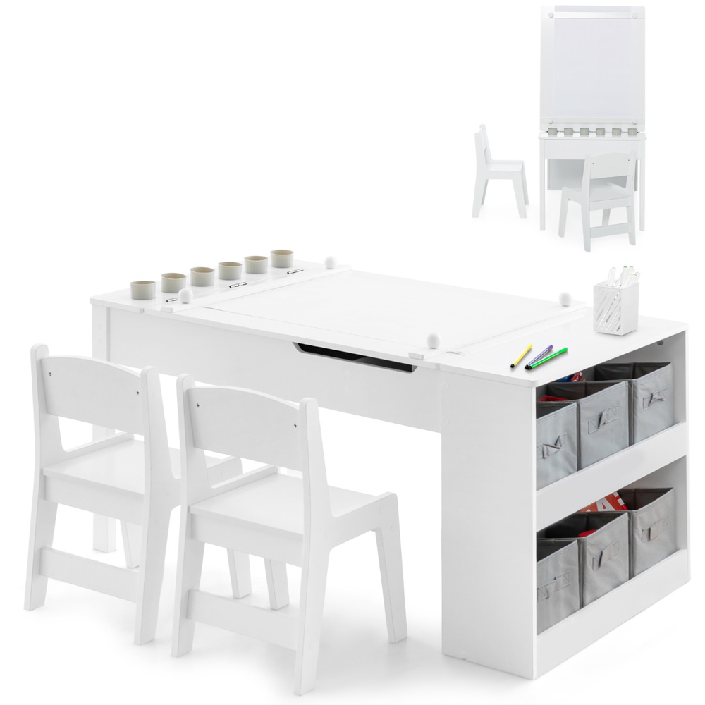 Costway 2 in 1 White Kids Art Table and Chair Set Image 3