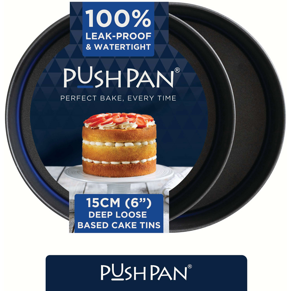 Wham PushPan 15cm Set of 2 Light Grey and Pewter Deep Tin Image 2