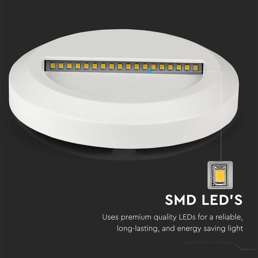 V-TAC 4 Pack 2W White Round Warm White LED Step Light Image 8