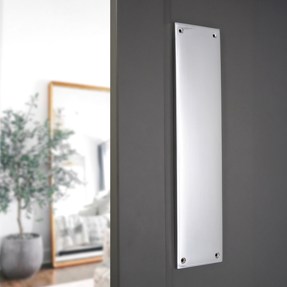 Spira Brass Victorian Plain Square Polished Chrome Finger Plush Plate 300mm Image 2