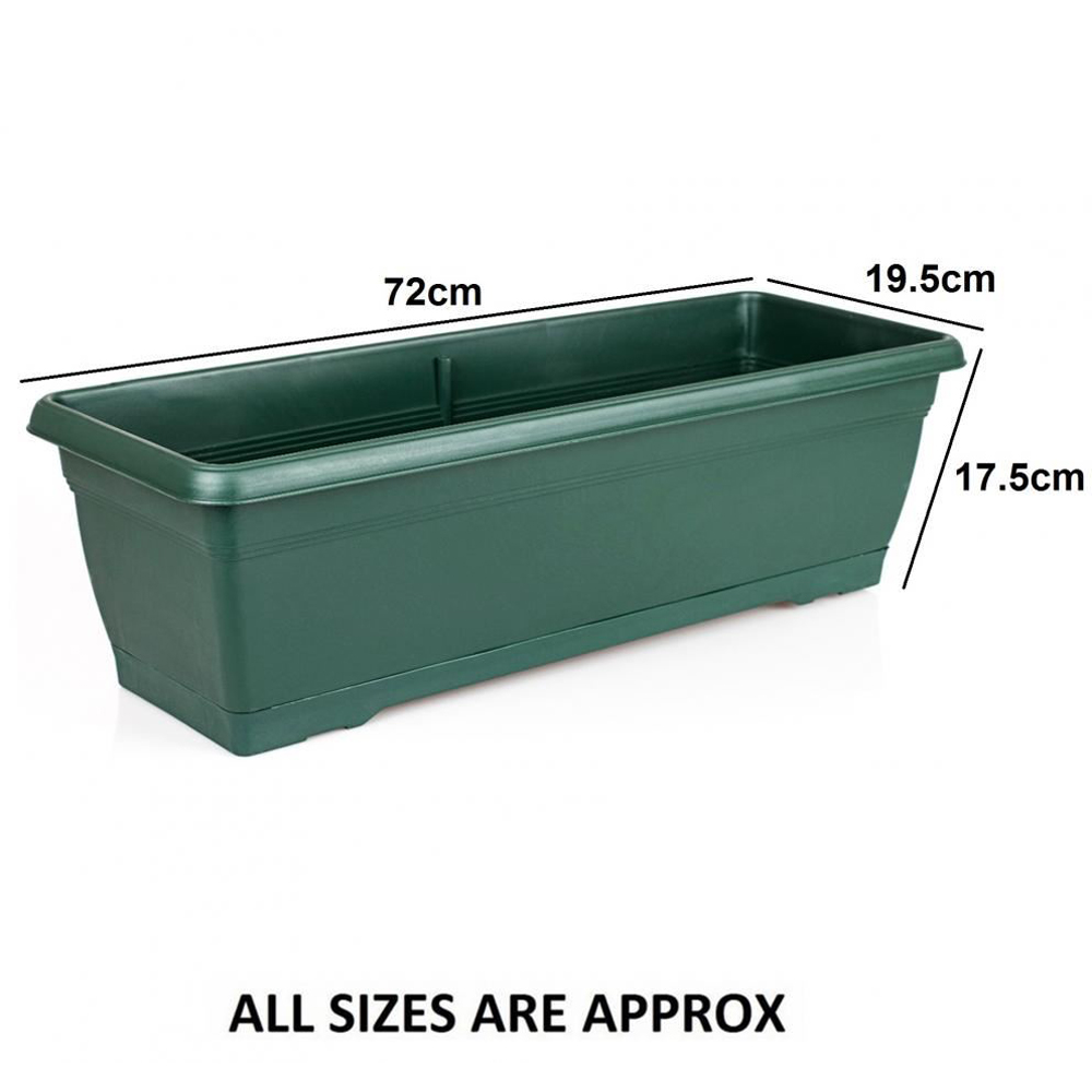 Gr8 Garden Large Green Plastic Window Box Planter 72cm 4 Pack Image 3