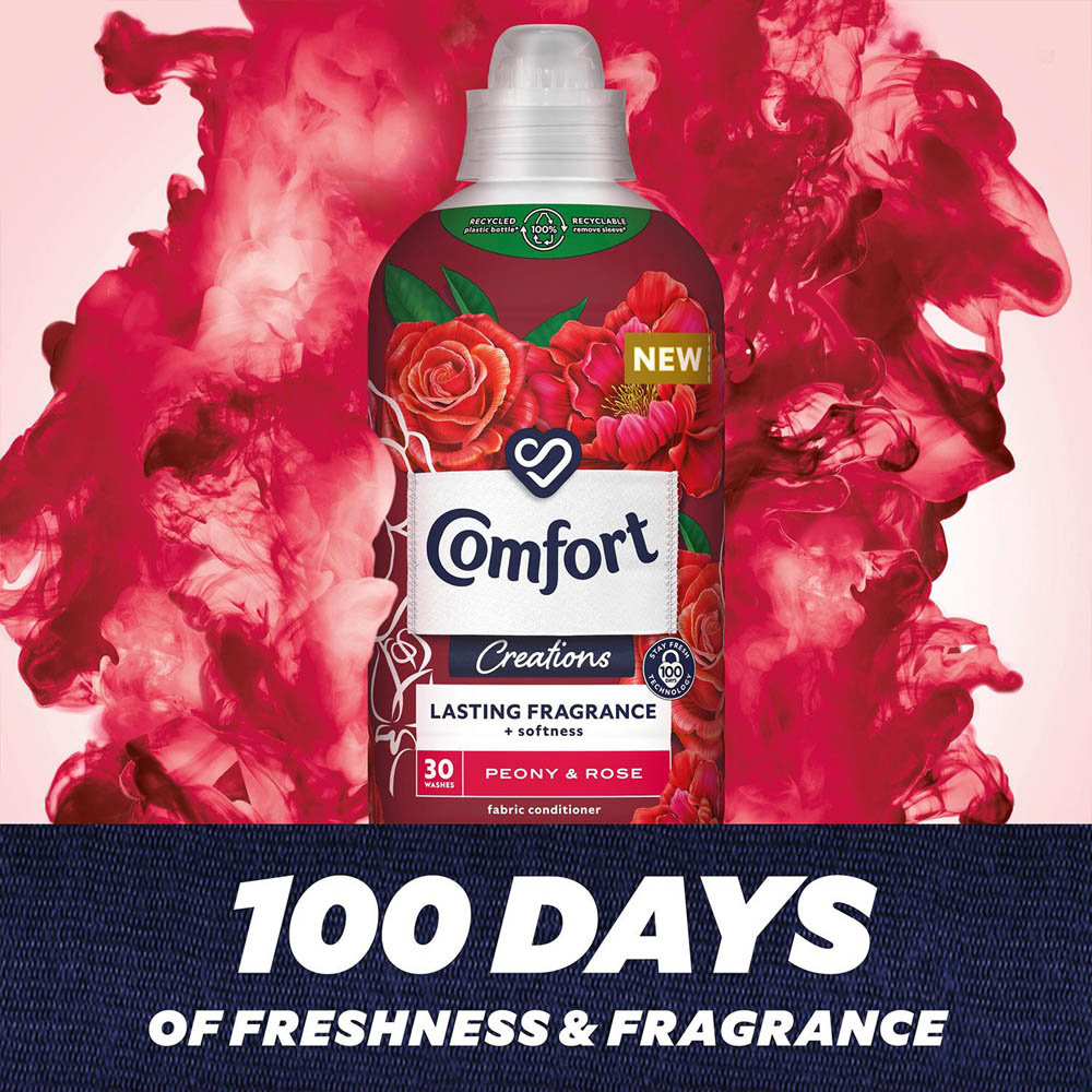 Comfort Creations Peony and Rose Lasting Fragrance Fabric Conditioner 30 Washes 900ml 4 Pack Image 7