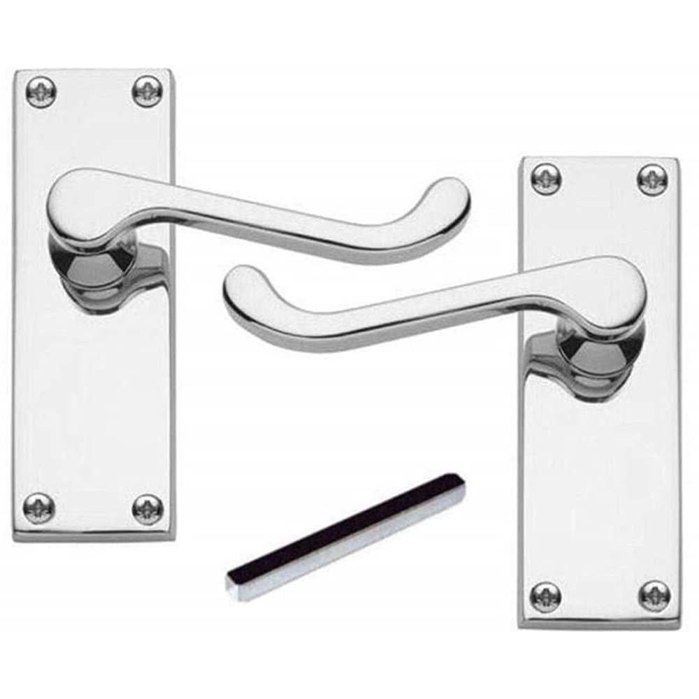Golden Grace Polished Chrome Victorian Scroll Latch Door Handle Set Image 3