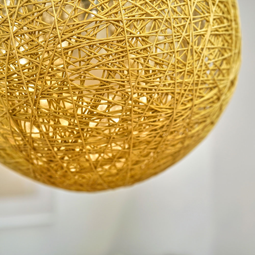 ValueLights Bjorn Cream Rattan Wicker Pendant Shade Image 5