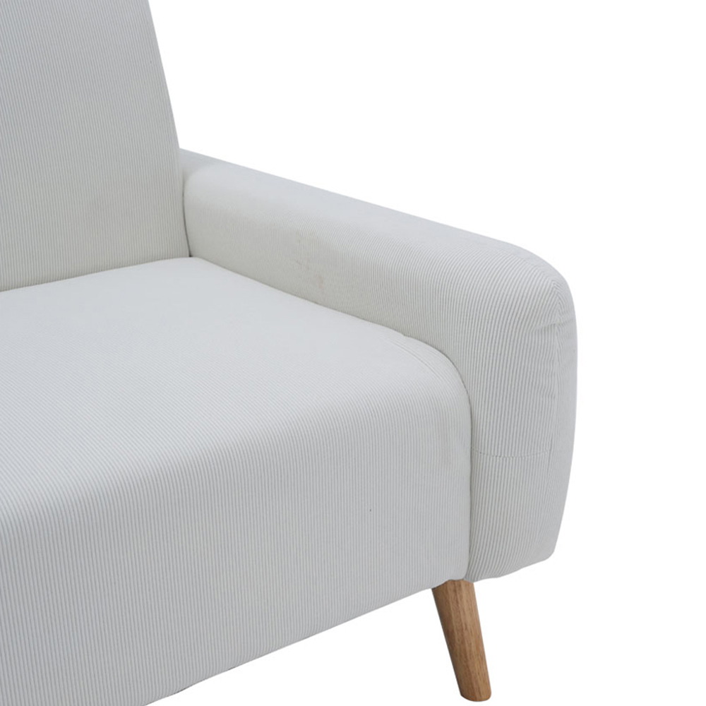 Living and Home 2 Seater White Corduroy Loveseat Sofa Image 8