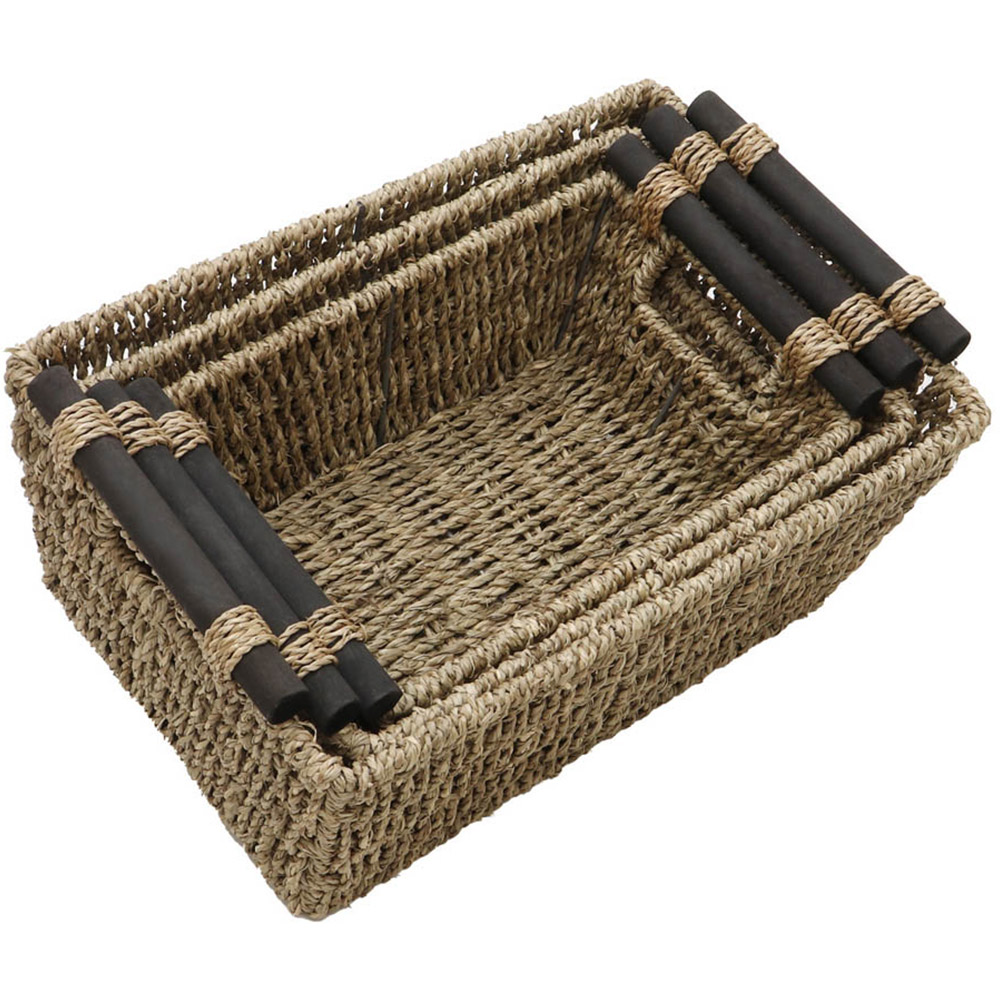 JVL Seagrass Tapered Storage Baskets with Handles 3 Pack Image 4