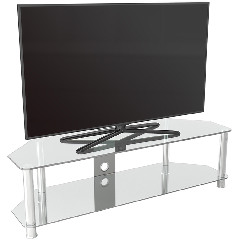 AVF Classic 2 Shelf Clear and Chrome Corner TV Stand Image 5