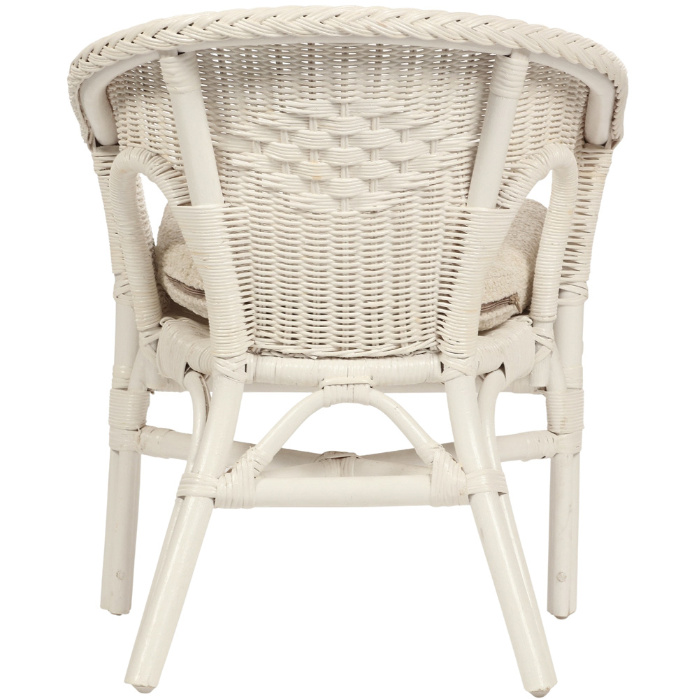 Desser Furniture White Wicker Kid Size Loom Chair with Cushion Image 4
