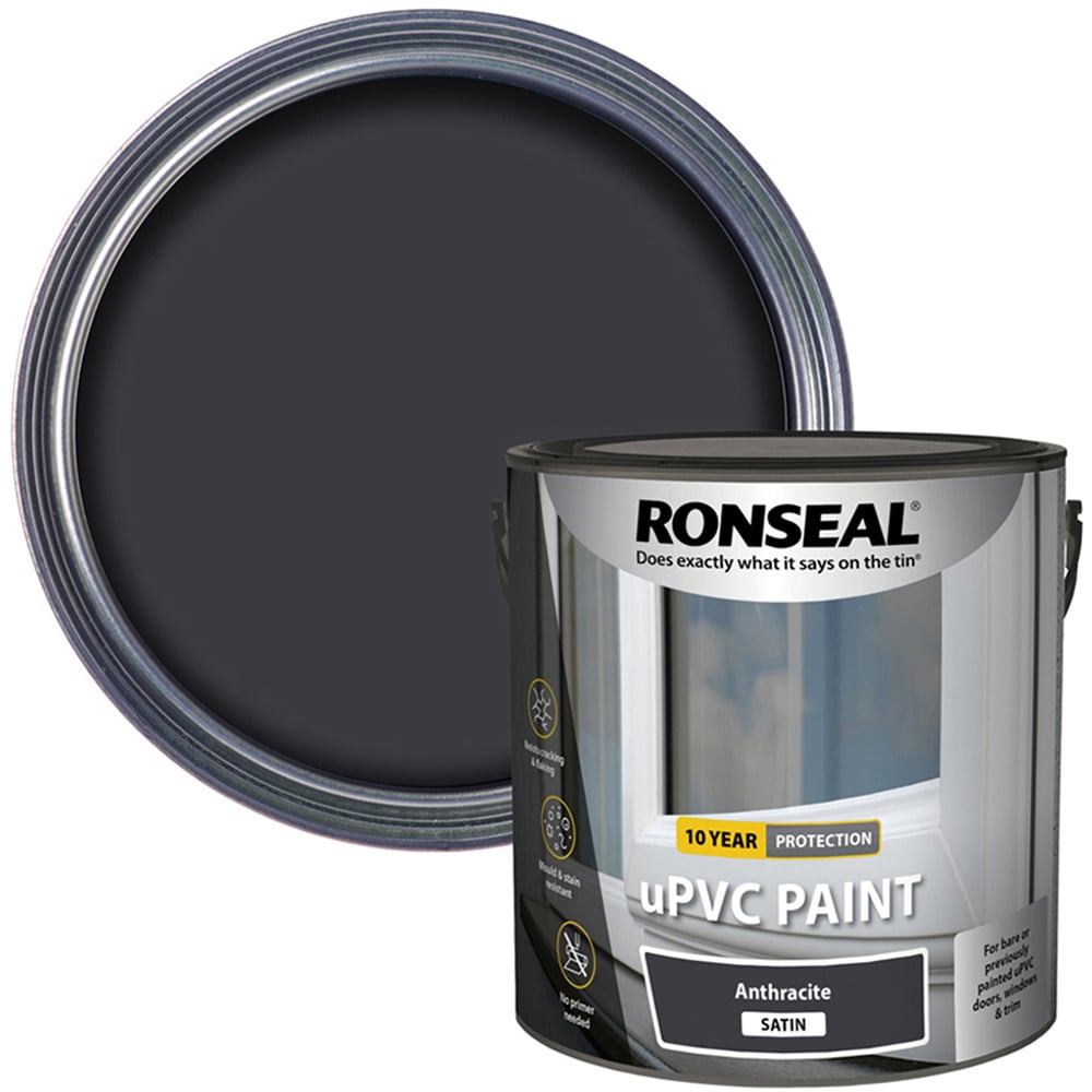 Ronseal uPVC Anthracite Satin Paint 2.5L Image 1