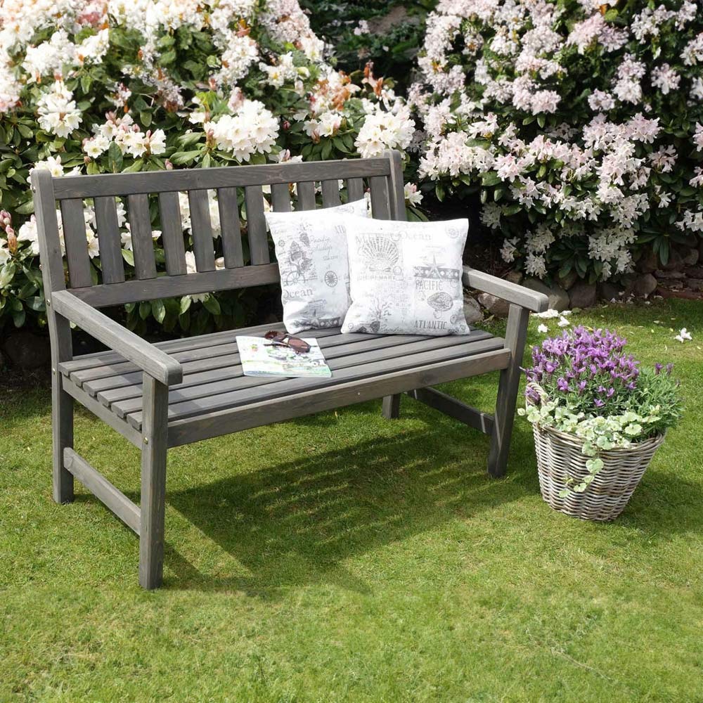 Promex Johanna Grey Wooden Garden Bench 1.25m Image 1